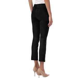 Vince Suede Leather Black Split Hem Stretch Pant